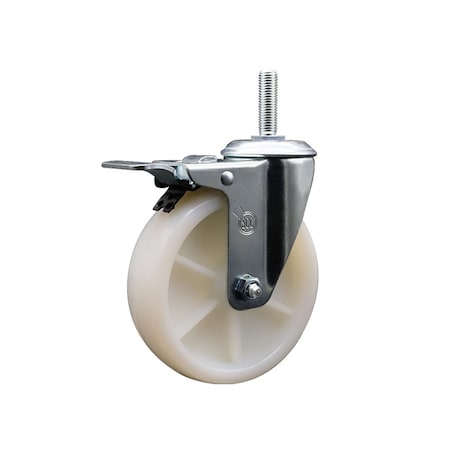 Service Caster 5 Inch Nylon Wheel Swivel 58 Inch Threaded Stem Caster Total Lock Brake SCC SCC-TSTTL20S514-NYS-58212